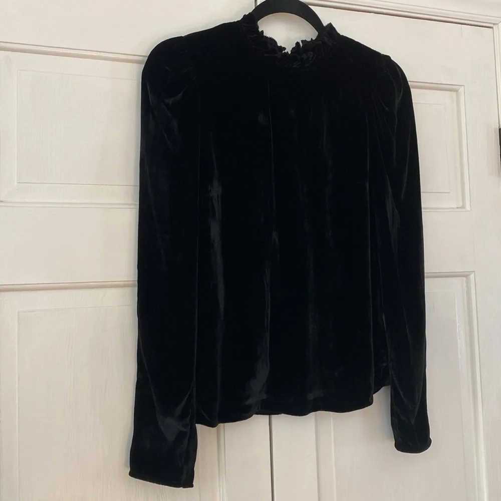 Ulla Johnson Marlene Velvet‎ Blouse Black Size 2 Noir